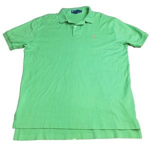 Polo Ralpn Lauren Polo Shirt Mens L Green Short Sleeve Brown Pony 100% Cotton